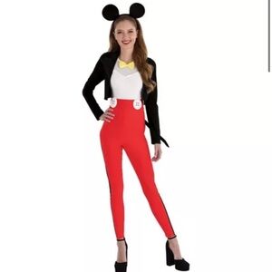 DISNEY Woman's Red Jumpsuit Mickey Mouse Halloween costume pantsuit-adult small